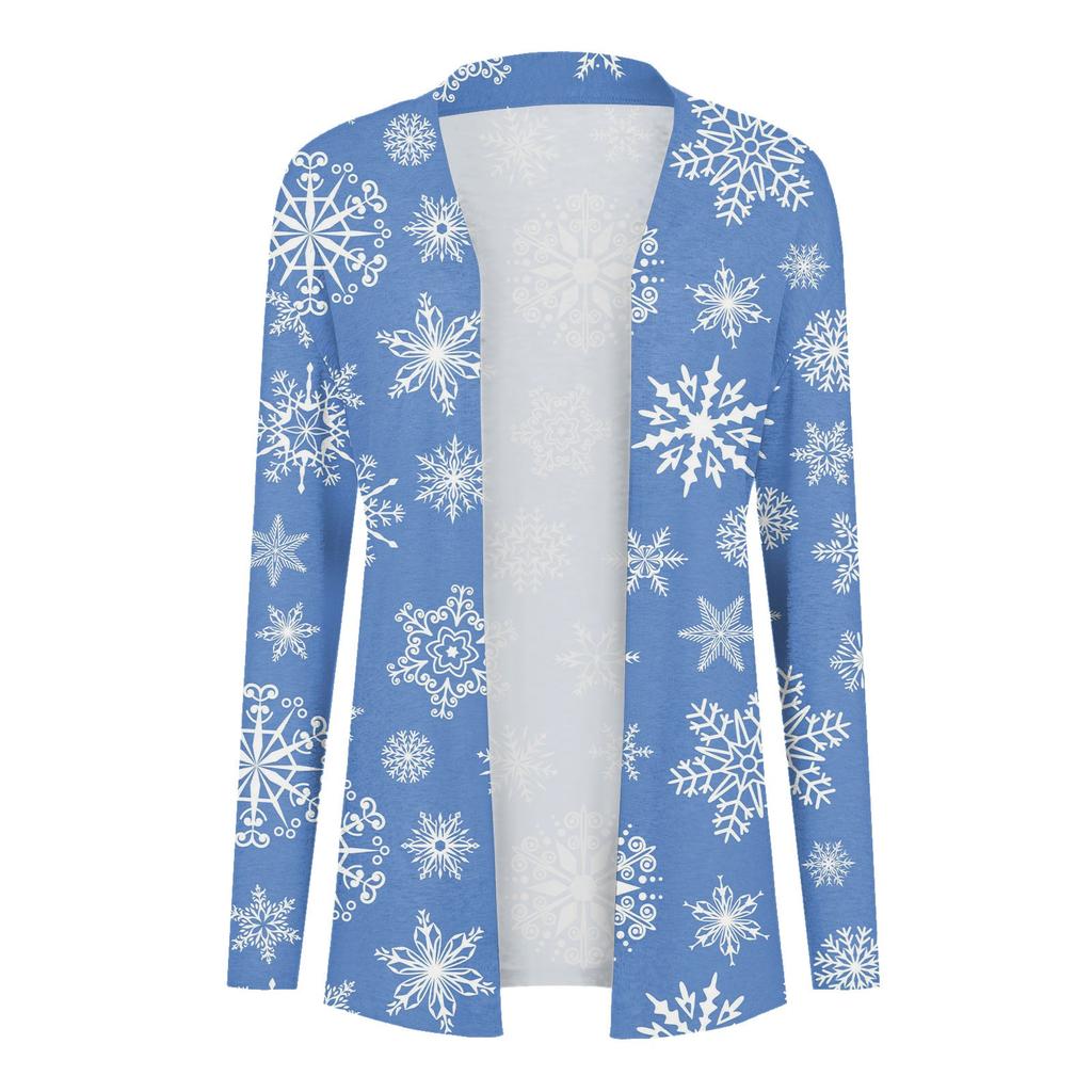 Damen Herbst Strickjacke Frauen Druck Langarm Vorne Strickjacke Top Leichte Mode Casual Jacke