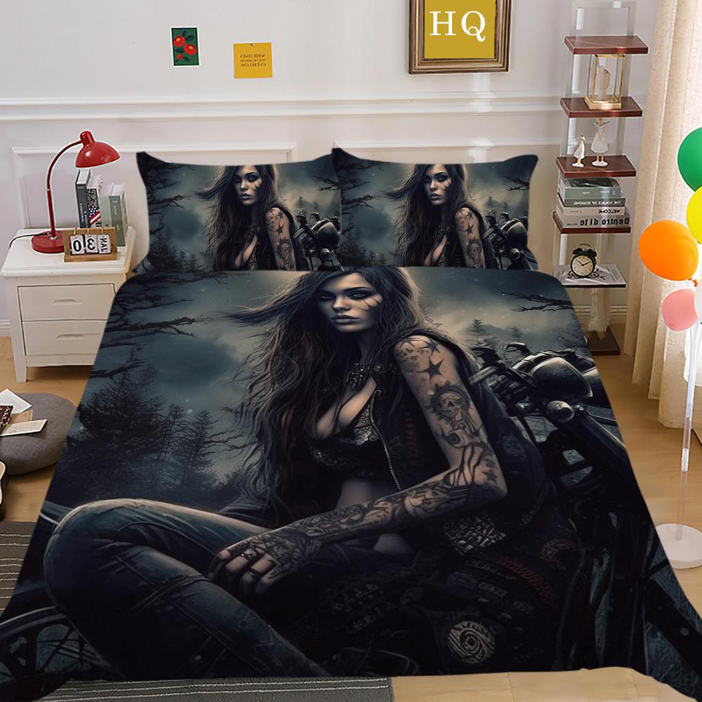 Beauty Skull Printed Bedspreads King Size Microfiber Bed Set Man Design High Quality Comforter Cover Set