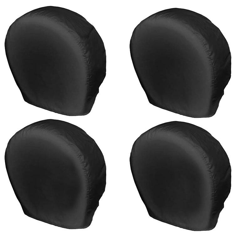 Grey 420D Oxford Cloth RV Tire Covers - 4-Piece Set for Sun Protection.
