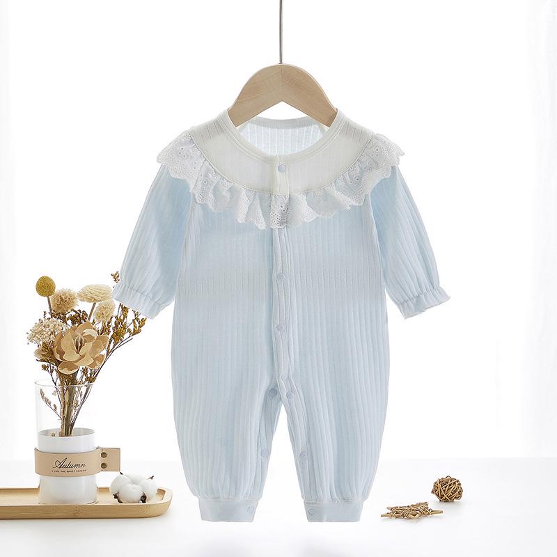 Newborn Baby Girl Romper - Pure Cotton, Boneless Design, Cute Princess Style for Autumn & Spring