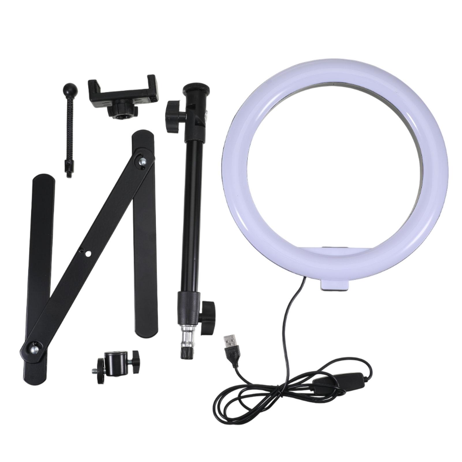 

10-дюймовые светодиодные кольцевые лампы для селфи Светодиодная лампа для фотосъемки с подставкой для телефона Фотолампа Кольцевой свет для Youtube Видео Прямой эфир Заполняющие лампы чёрный