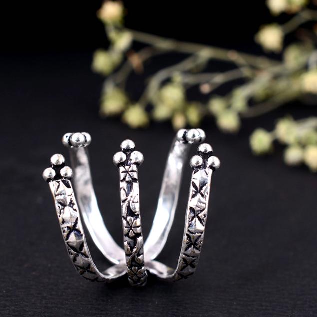 Handmade Silver Arthritis Ring – Long Adjustable Splint for Thumb & Finger, Daily Wear Support Jewelry for Relief