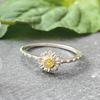 Ollia Natural Rough Diamond Daisy Blossom Silver Ring