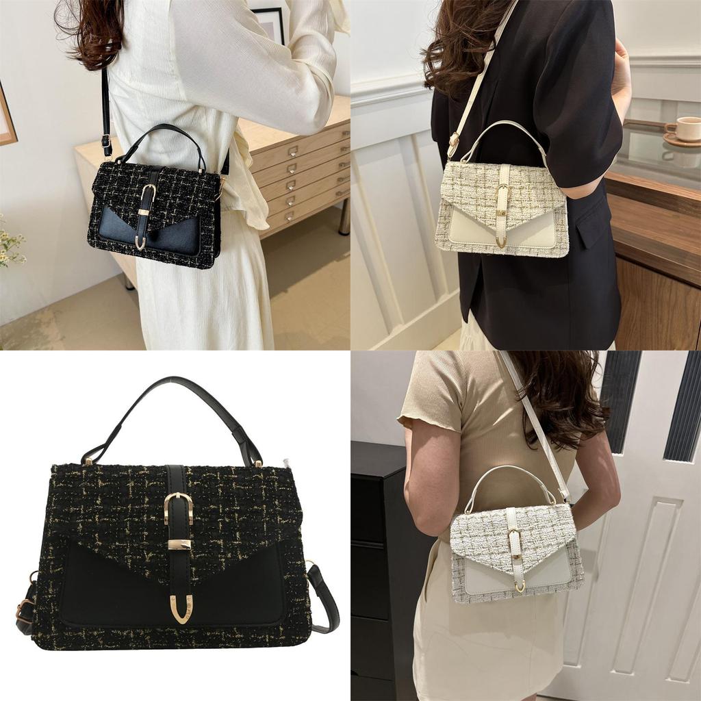Trendy Street Style Small Crossbody Bag For Women With Chic Chain Handle Black White