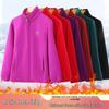 Cross-Season Fleece Jacket with Lining, Loose-Knit Cardigan, Casual Sweatshirt, Stand Collar for Middle-Aged and Elderly.