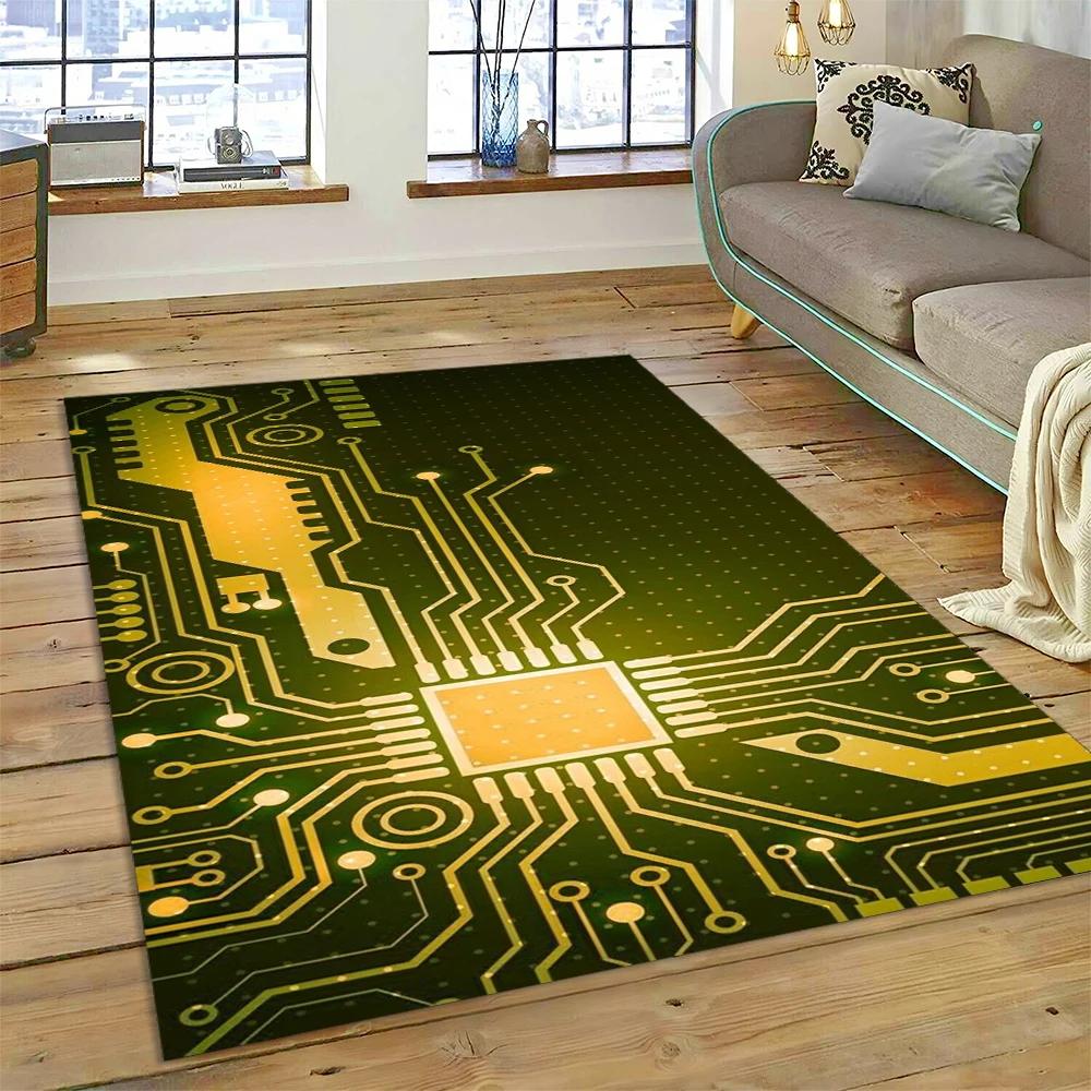 3D Chip Circuit Board Carpet Rug for Home Living Room Bedroom Sofa Doormat Kitchen Decor,Child Paly Area Rug Non-slip Floor Mat