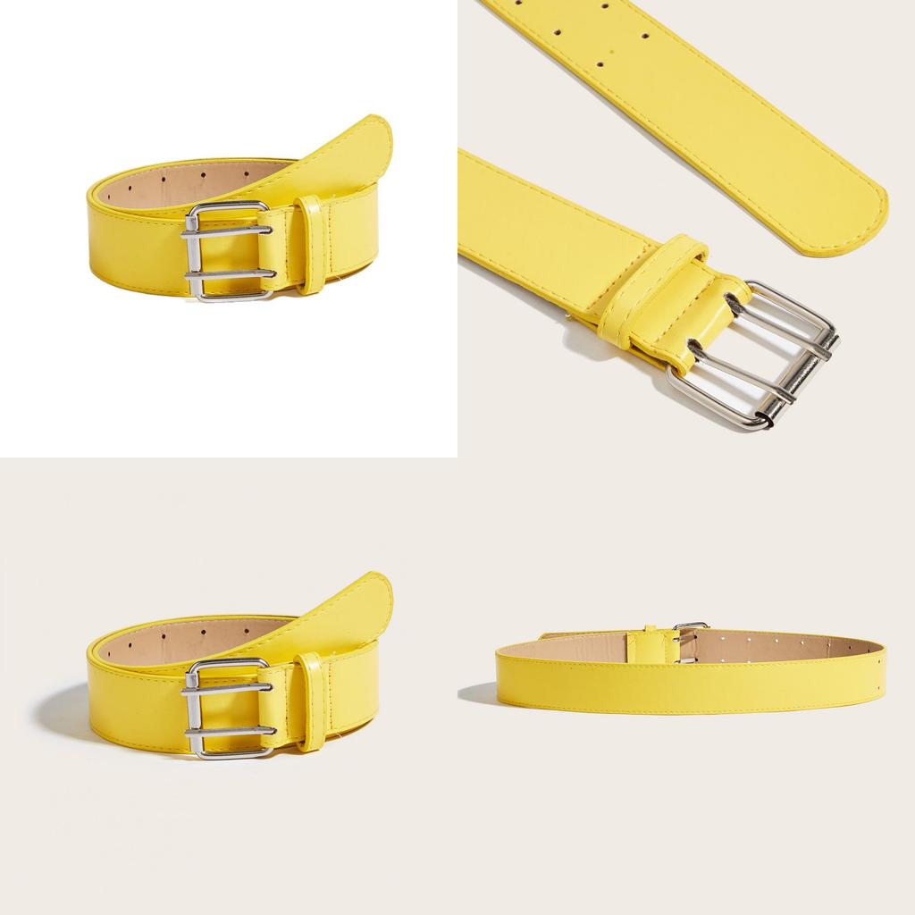 Einfacher einfarbiger Metall-Vierkant-Schnallen-Dekor Damen Gürtel für lässige Jeans-Bekleidung