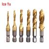 Industrial Titanium Plated Hex Shank Spiral Tap Drill Bit Set