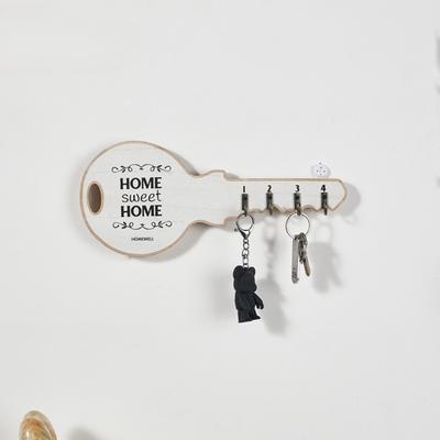 Dekorativer Schlüsselhalter für die Wand, Home Sweet Home Design, 4 Haken, Schwarz