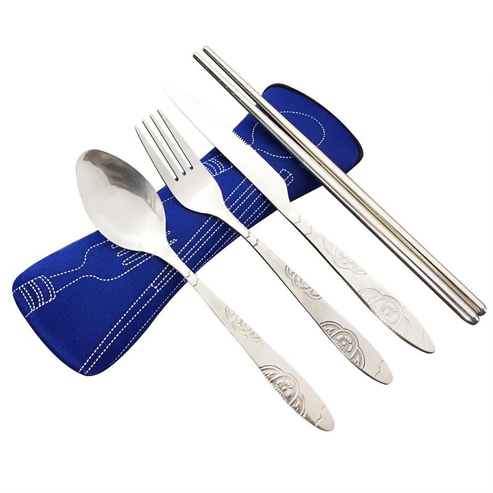Portable Lunch Tableware Cutlery Set Stainless Steel Spoon Fork Cutter Chopsticks Travel Outdoor