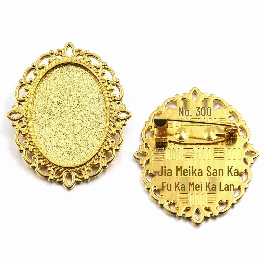 Premium Zinc Alloy Oval Base Brooch Charm - Inner 18x25mm