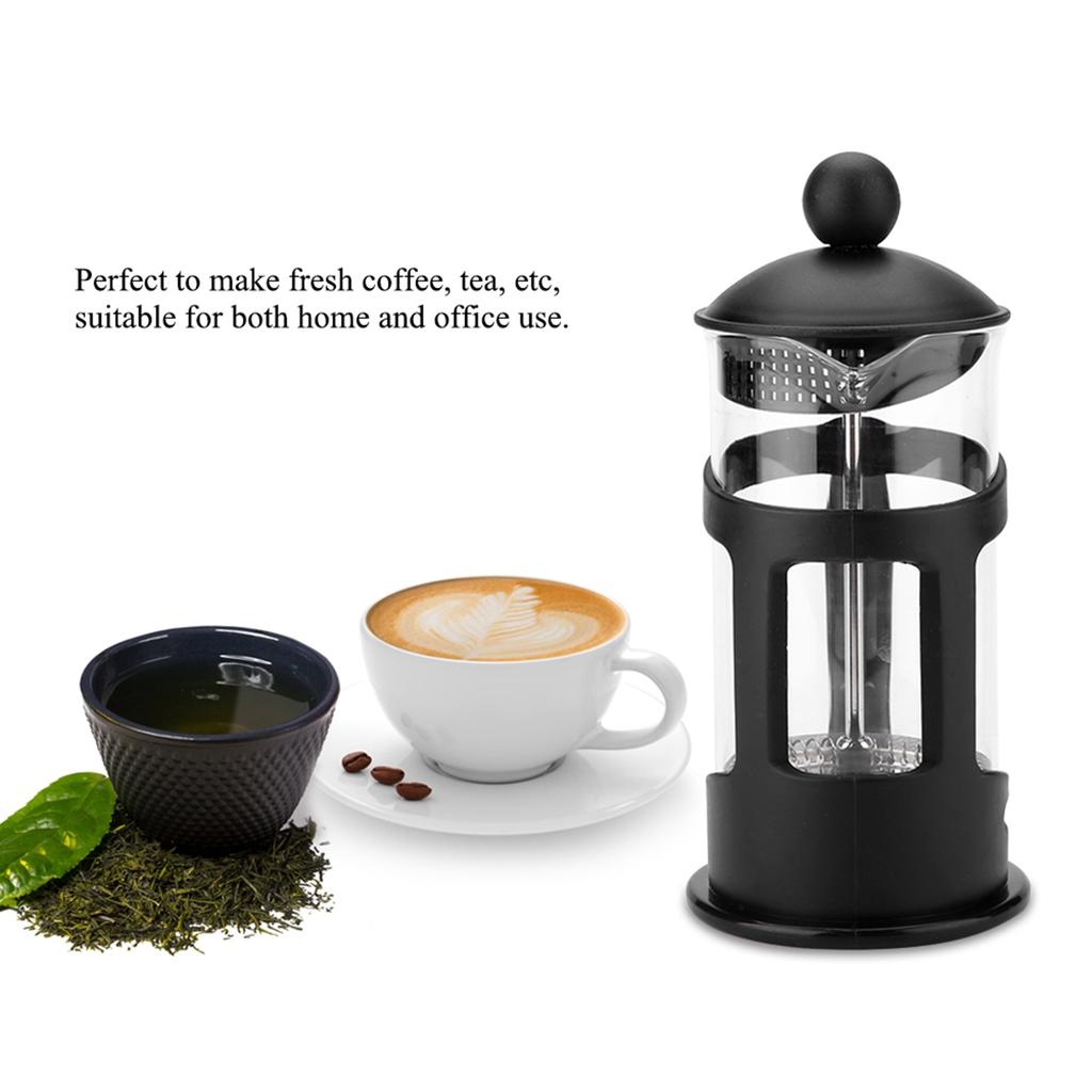 Portable Stainless Steel Glass Cafetiere French Press Maker Home Office Tea Coffee Pot(350mL)