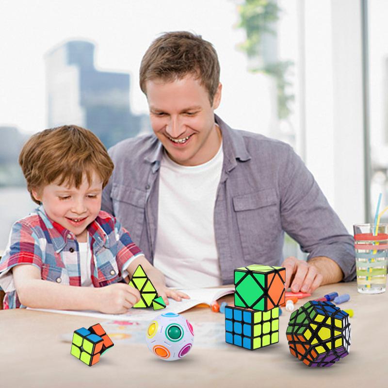 POTAN Thinkmax 6ks Speed ​​Cube Set, Magic Cube Set of 2x2x2 3x3x3 Pyramid Megaminx Skew Cube Set of Puzzle