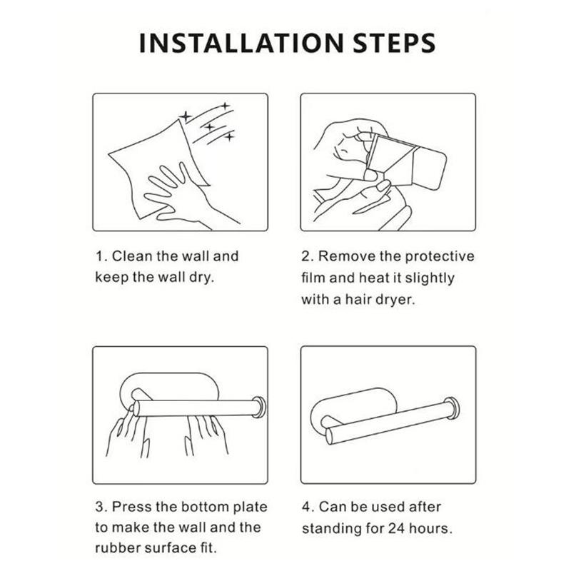 40cm stříbrný Držák na ručníky Nerezový Samolepicí Držák vrtat Bez vrtání bez hřebíků Kuchyňský regál Nástěnný Závěsný Koupelnový hardware