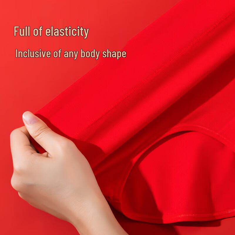 Yalu Women's High-Waist Red Cotton Underwear (3-Pack)