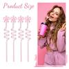 Reusable Pink Butterfly Bow Drinking Straw With Spiral Design For Kids And Party Use
