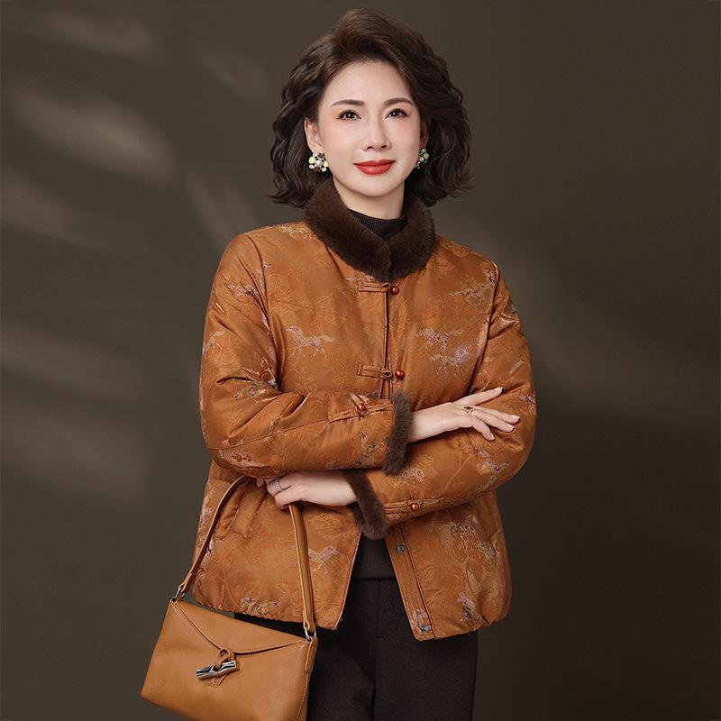 2026 Year of the Horse Benmingnian Winter Down Jacket for Middle-Aged and Elderly Women - New Chinese Style Tang Suit Outerwear