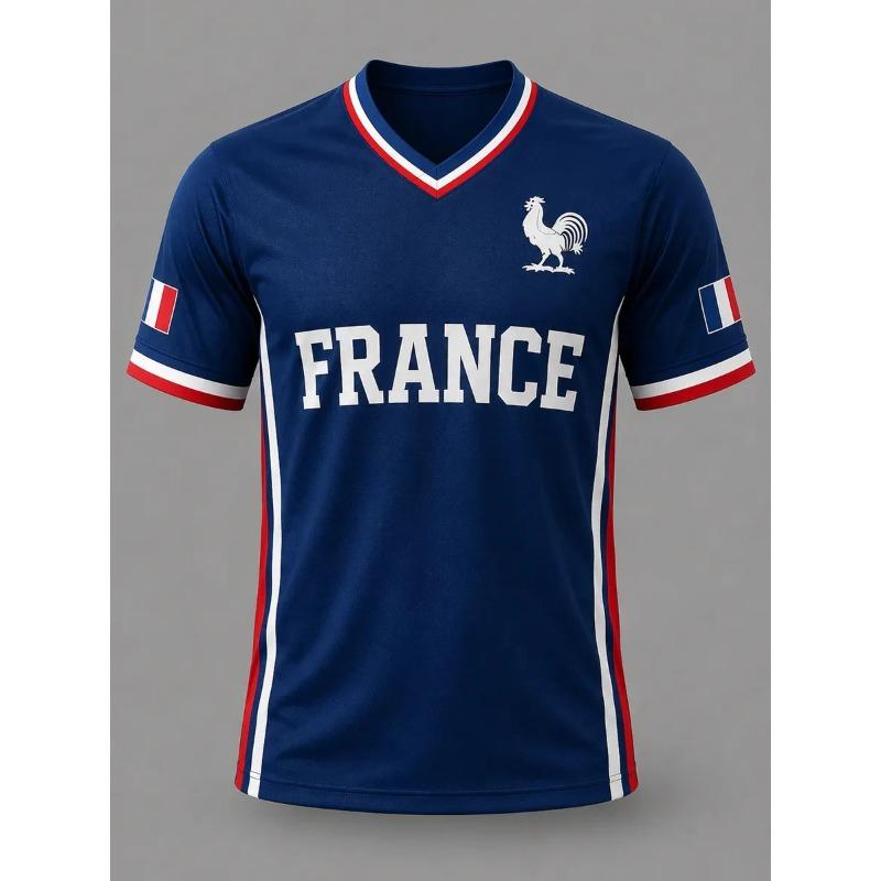 France Style T-Shirt Men Women 3D Print Textured Graphic Top Short Sleeve Casual Streetwear Breathable Quick Dry Summer Wear