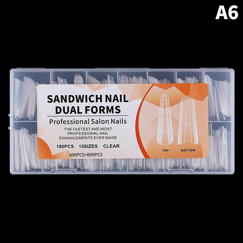 Nail Forms Set 180Pcs Dual Nail Molds for Builder Extension Reusable Tips for Professional Manicure