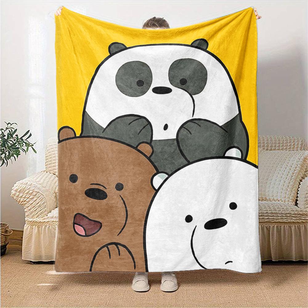 Panda Bear Friends Adventure Friendship Flannel Blanket Super Soft Warm Cozy Blanket For Sofa Bed Office Travel Allseason Home Decor Gift