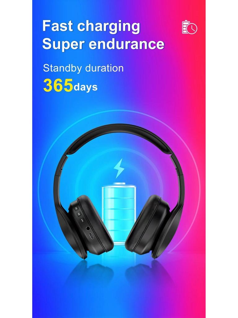 Wireless Over-Ear Bluetooth Headset with Type-C for Computers and Phones - Ideal for Gaming