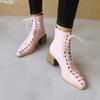 European and American Style Small Square Head Front Lace-up Chinese and  Short Women's Boots