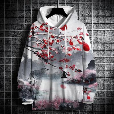 Herbst Hoodies Für Männer 3d Landschaft Tinte Drucken Street Designer Langarm Lose Übergroße Pullover Herbst Mode Herrenbekleidung