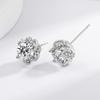 Zirconia Four-Prong Pinwheel Stud Earrings Unisex High-Grade Rhinestone