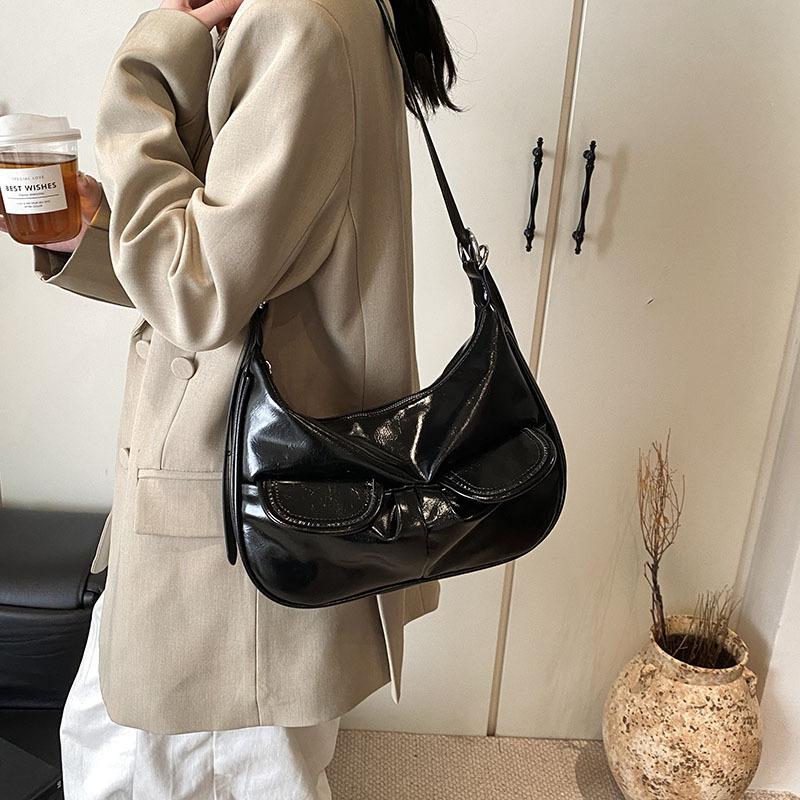 

Retro multi-pocket underarm tote bag women s 2025 new high-end large-capacity shoulder bag messenger locomotive bag 31*9.5*24 чёрный