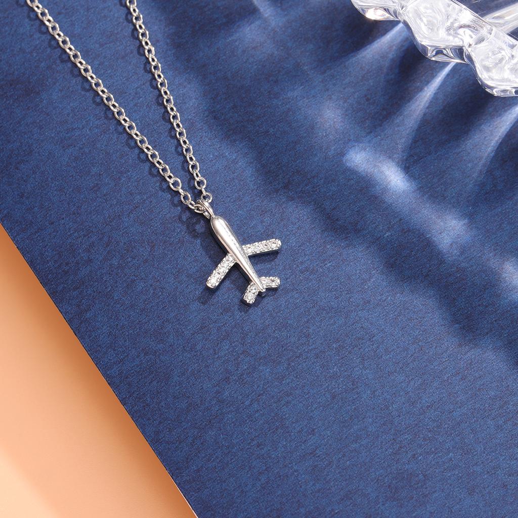 Fashion Exquisite Airplane 925 Sterling Silver Plane Clavicle Chain Necklaces