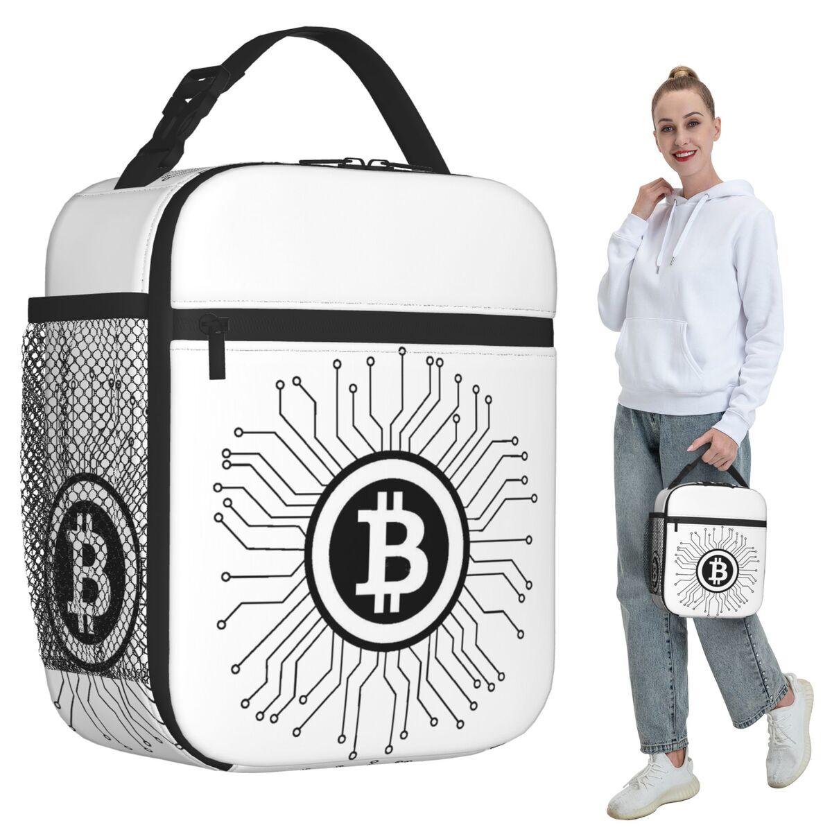 Bitcoin BTC Crypto Currency Insulated Lunch Bag for Women Office Cooler Thermal Food Box Tote Leakproof Lunch Boxes Container One Size