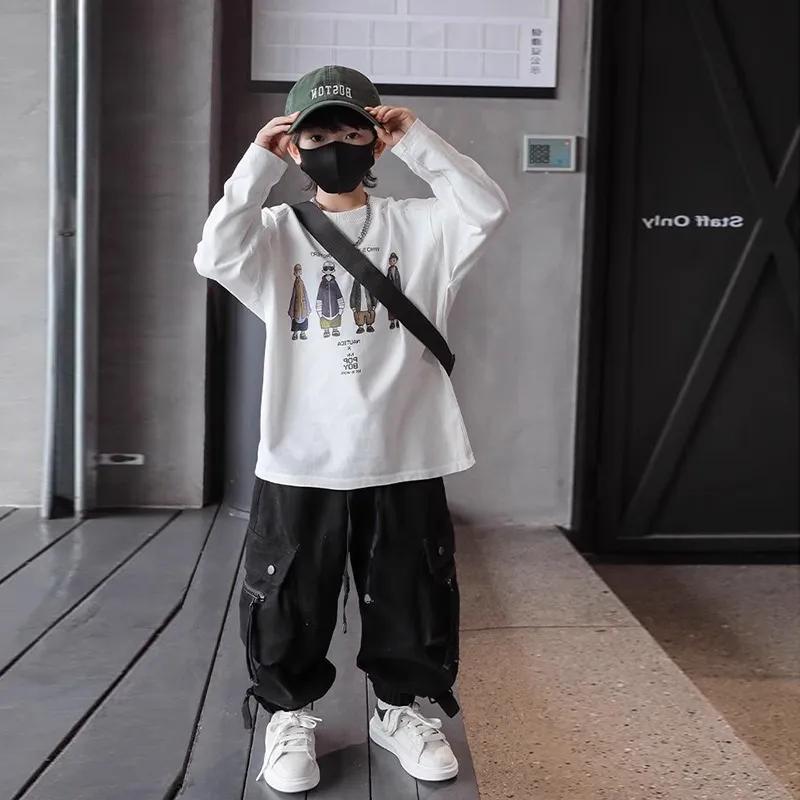 Boys Casual Cargo Pants Spring Autumn Big Kids Sport Long Pants Teenage Streetwear Baggy Trousers Children Fashion Joggers Pants