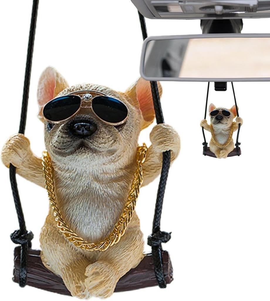 Rearview Mirror Accessories Decoration Car Accessories Car Stylish Bulldog Resin French Bulldog Statue Car