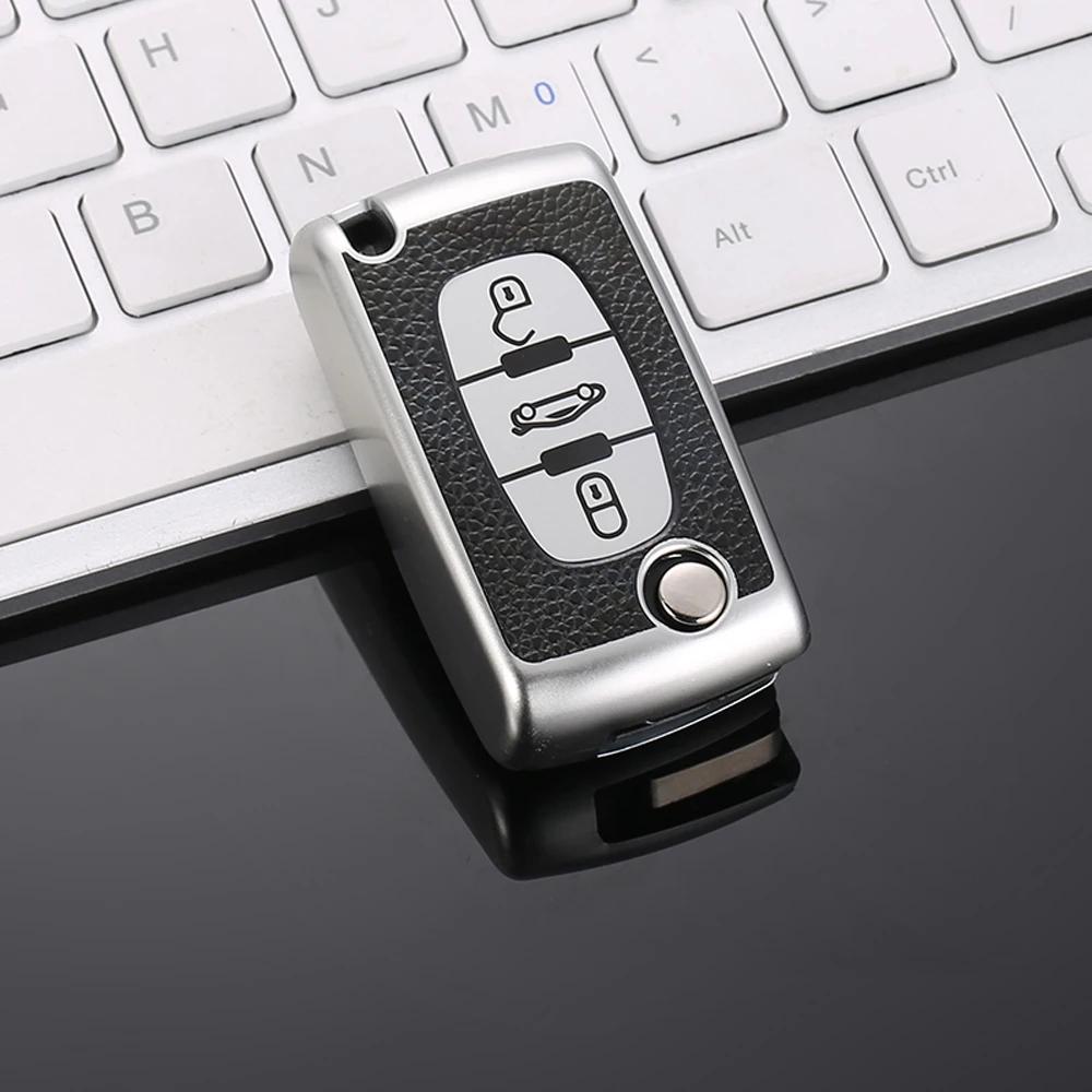 1pcs Car Remote Key Case Cover for Peugeot 107 207 307 307S 308 407 607 Citroen C2 C3 C4 C5 C6 C8 TPU Leather 2/3 Buttons