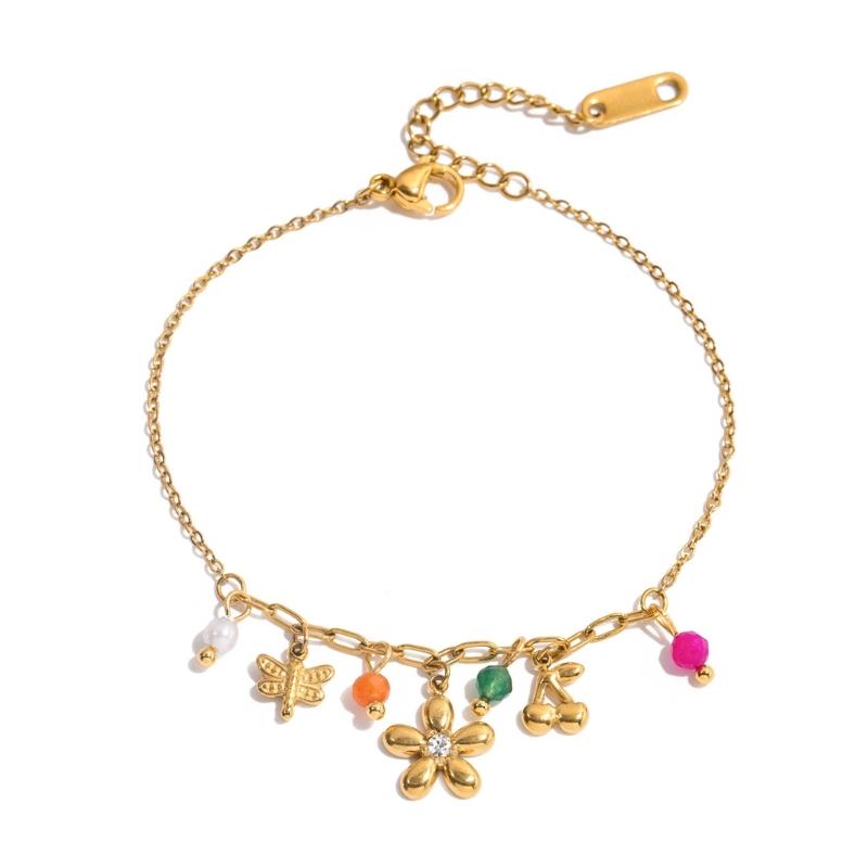

Elegant Flower Pattern Stainless Steel Bracelet Customizable Length for Daily Wear