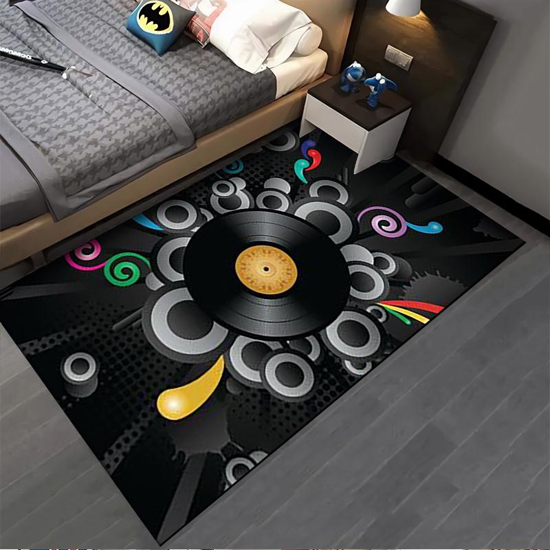 Colorful Vinyl Record Design Carpet with Abstract Retro Patterns Suitable for Use As an Anti-slip for Living Room Bedroom Sofas