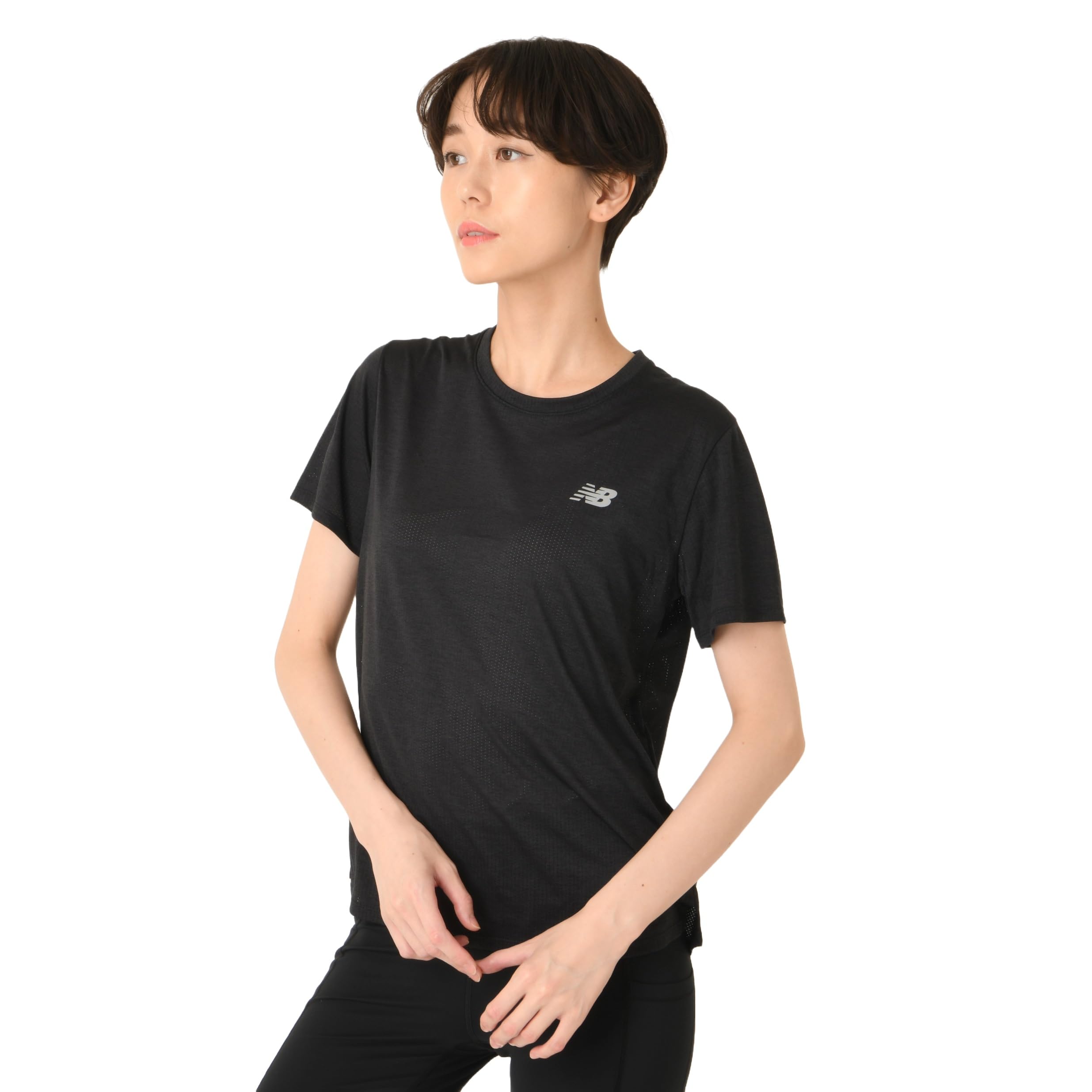 

Футболка с коротким рукавом Dry Athletics с коротким рукавом быстросохнущая BKH [New Balance] Женская футболка футболка (WT41253) (Черный вереск)