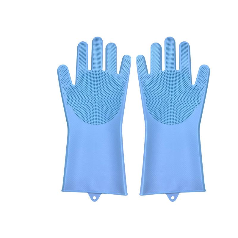 Silicone Dishwashing Gloves Household Cleaning Gloves Easy-Foaming Brush Wear-Resistant Dishwashing Gloves Kitchen Cleaning Tool