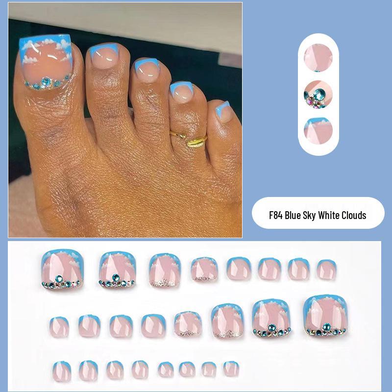

Съемные стразовые наклейки для французского педикюра - Дизайн «Голубое небо и белые облака»