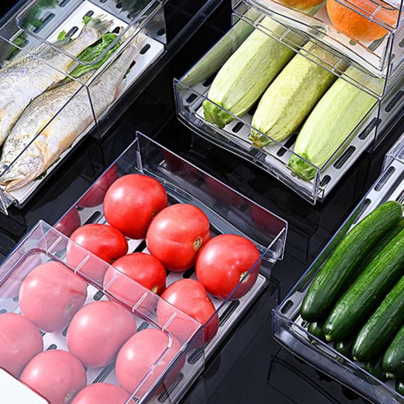 Practical Stackable Kitchen Fridge Organizers Bins Storage Container With Clear Lid for Food Storage Organization
