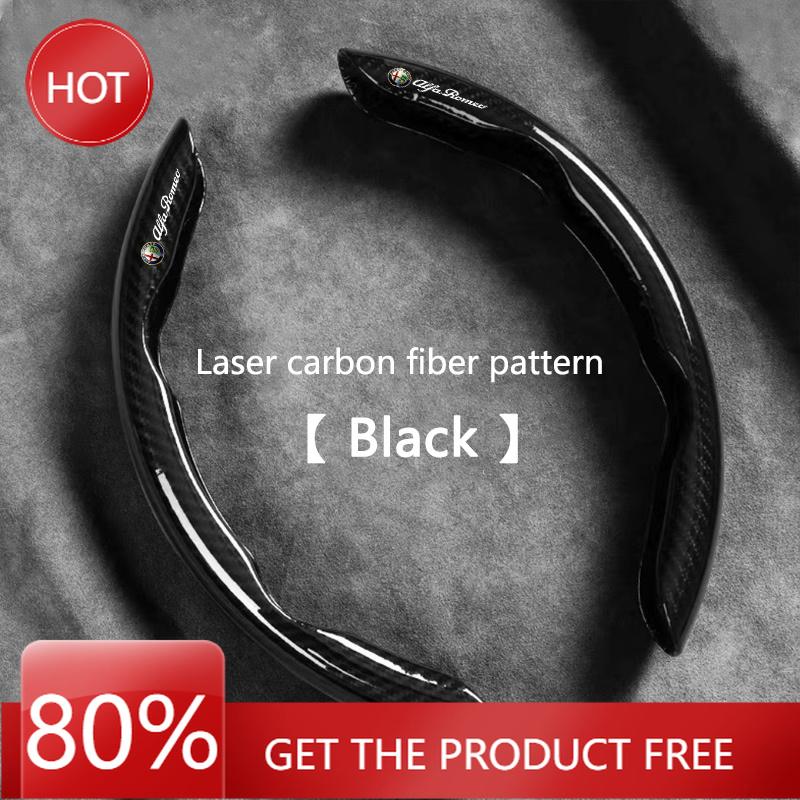 Hub Caps 2pcs Carbon Fiber Car Steering Wheel Cover Non-slip Protective Covers For Alfa Romeo Giulia Stelvio 147 156 166 159 GiuN