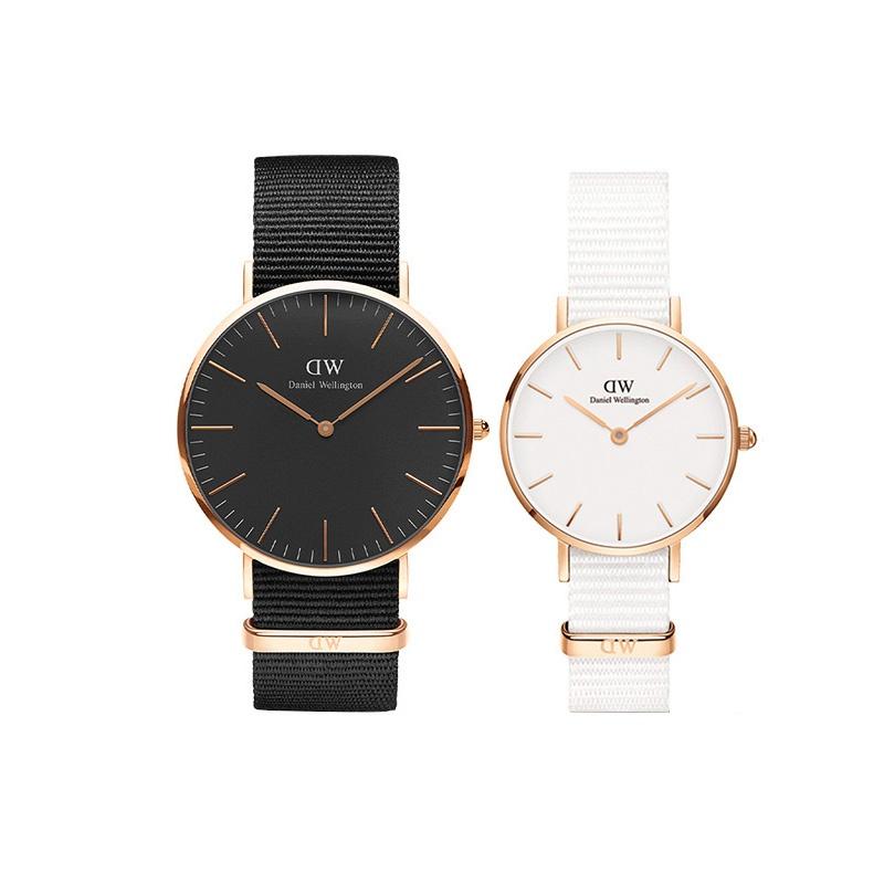 DANIEL WELLINGTON Pure White Texture Watch Quartz Movement Fabric Strap White Dial Women's Watch DW00100313-2