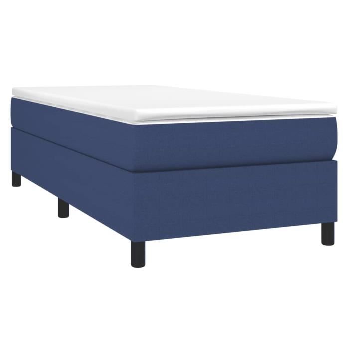 VidaXL Lit à sommier tapissier avec matelas Bleu 100x200 cm Tissu - Modèle 3144405