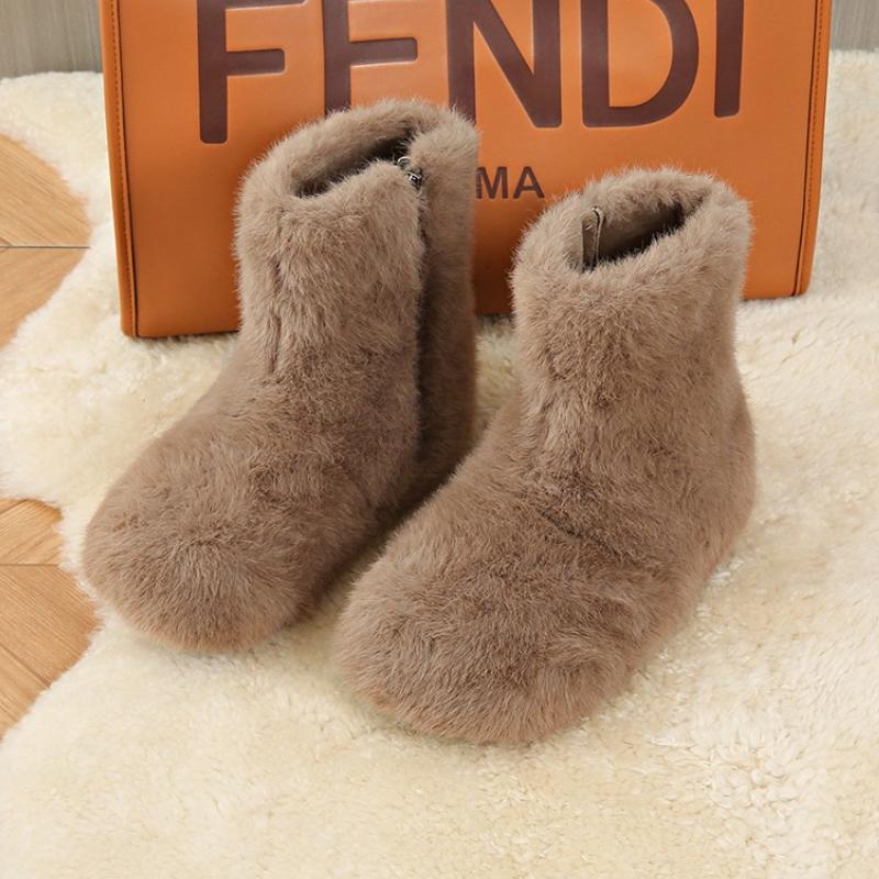 Fashion Women Fur Ankle Boots Fashion New Snow Boots 2025 Designer Short Plush Winter Shoes Trend Woman Sneakers Walking Botas Mujer