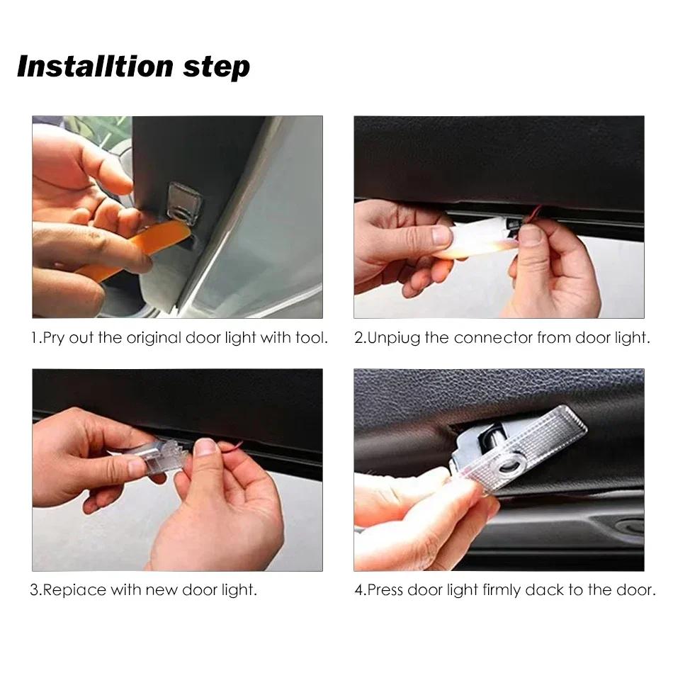For Audi 8L 2pcs Car Door Welcome Lights for Audi A1 A3 8P 8V A4 A5 A6 A7 A8 Q3 Q5 Q7 Q8 Sline TT S3 S4 S5 Logo Projector Ghost Shadow Lamp