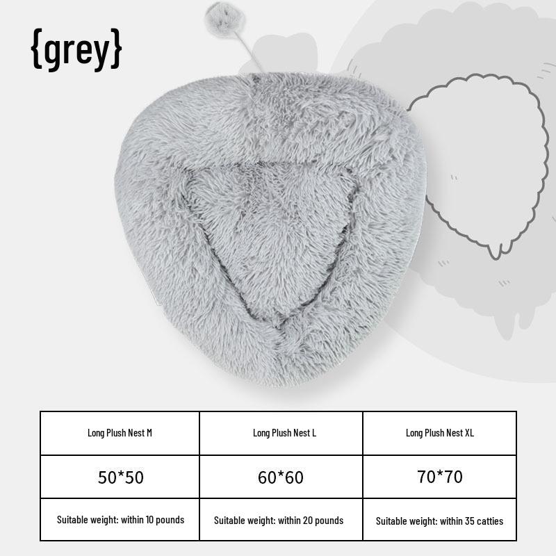 

Thickened Winter Plush Triangle Pet Nest for Cats and Dogs M серый