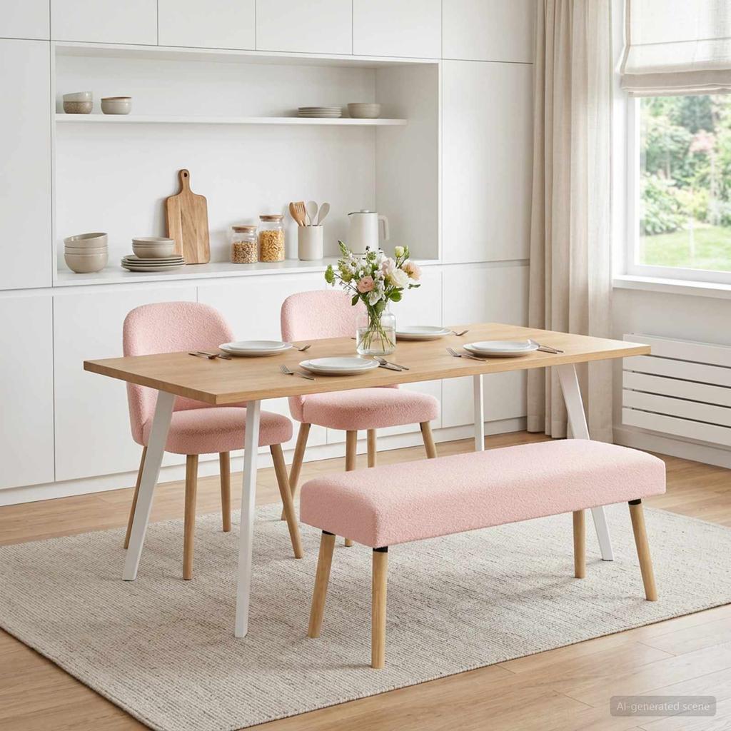 Bench Uni Pink 110 X 40 X 46 Cm Boucle