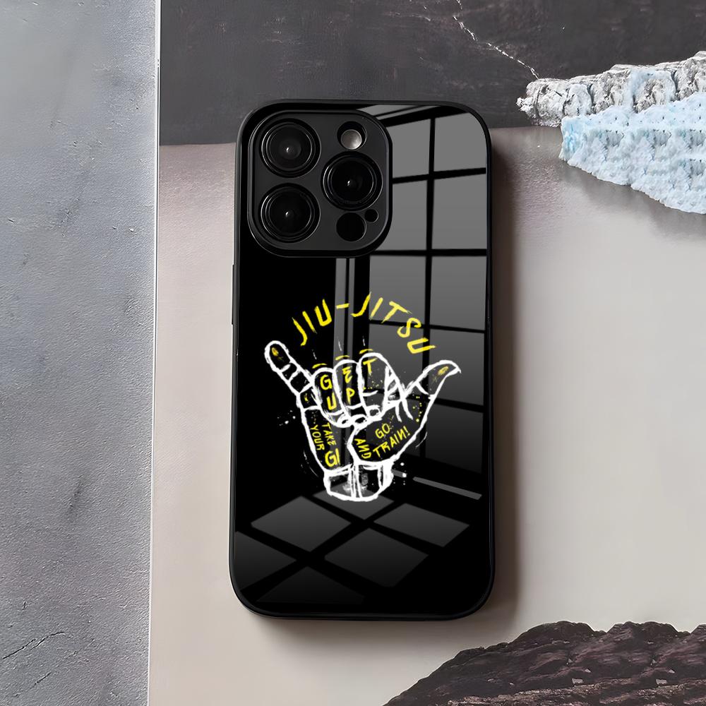 BJJ Brazilian Jiu Jitsu Phone Case For IPhone 17 Air 16 E Pro Max 15 14 13 Mini 12 Pro 11 Max Plus Black Glass Cover