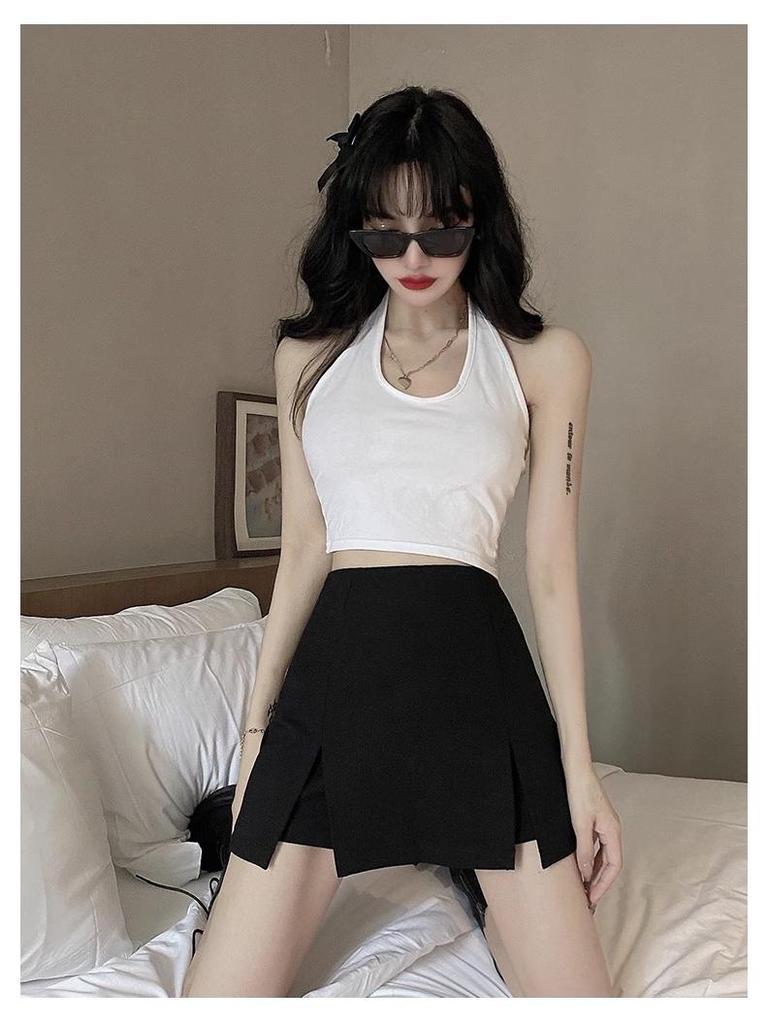 2024 Women's High-Waist Slim A-Line White Skirt - Hip-Wrapped with Slit for Spring/Summer