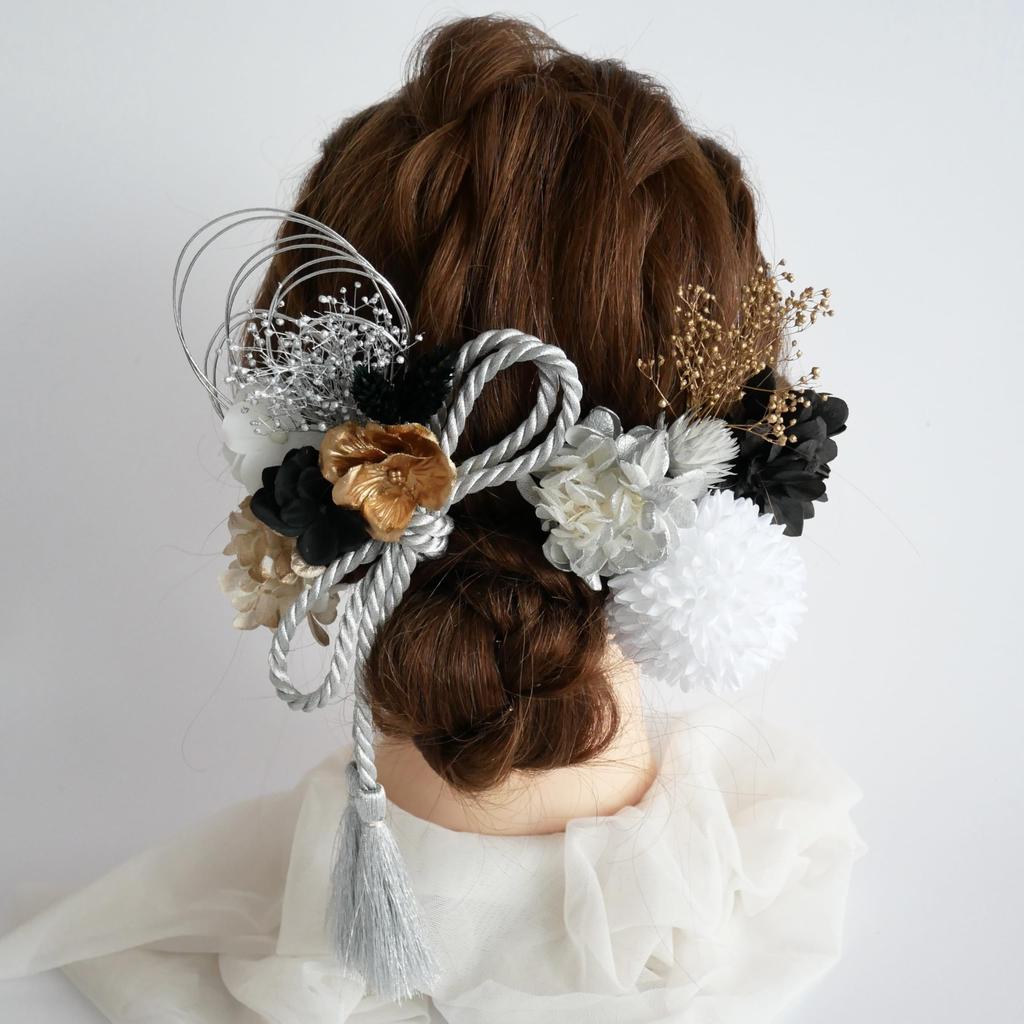Preserved Flower Hair Ornament for and Japanese Clothing [Bria] (Silver) Coming-of-Age Ceremonies, Graduations, Weddings, Shichi-Go-San,